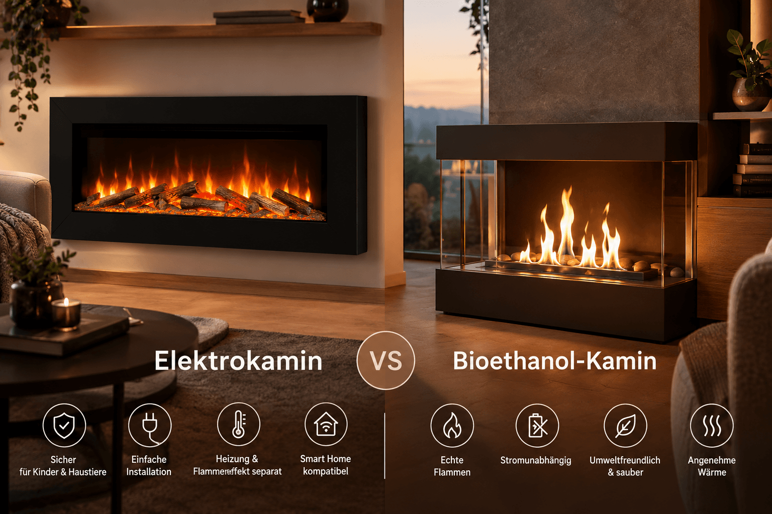 Elektrokamin vs. Bioethanol-Kamin: Welcher ist der richtige für Ihre Wohnung?